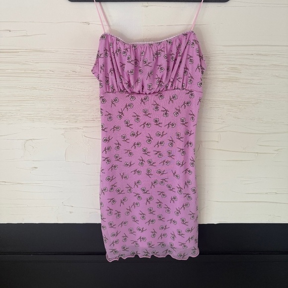 🌸 Forever 21 Pink Floral Dress L | Milkmaid Bust Summer Date Style - Picture 2 of 7